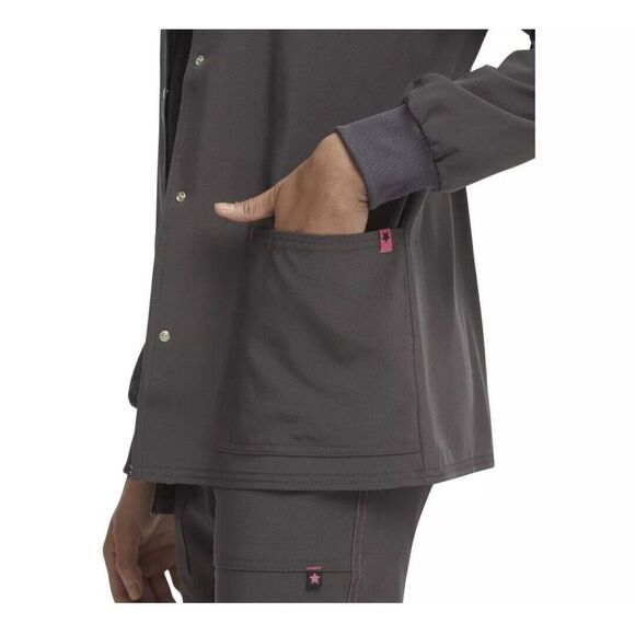 Scrubstar Scrub Jacket Womens Large Black Warm Up Pockets‎ / Size  XS - Picture 2 of 6